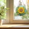 DIY Hanging Diamonds Painting Pendant Kit Sunflower, 7.4x7.4inch Gem Painting Board Art Kit Ornament, Special Crystal Diamond Craft Box Kit, Yellow